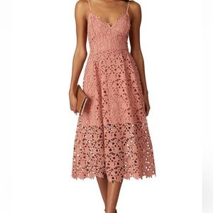 ASTR the Label pink lace midi dress